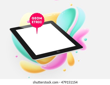 Abstract Vector Background with Liquid Bubbles. Circles Pattern with Tablet PC Icon for Business Presentations, Application Cover or Web Site Design.