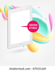Abstract Vector Background with Liquid Bubbles. Circles Pattern with Tablet PC Icon for Business Presentations, Application Cover or Web Site Design.