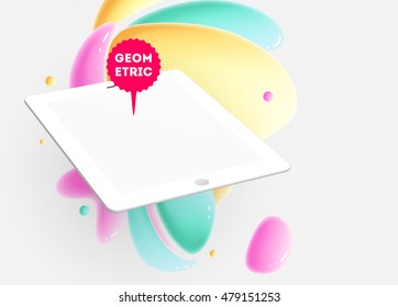 Abstract Vector Background with Liquid Bubbles. Circles Pattern with Tablet PC Icon for Business Presentations, Application Cover or Web Site Design.