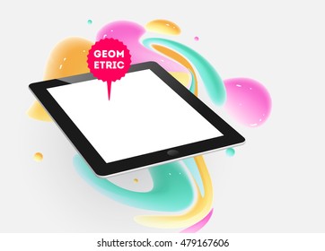 Abstract Vector Background with Liquid Bubbles. Circles Pattern with Tablet PC Icon for Business Presentations, Application Cover or Web Site Design.
