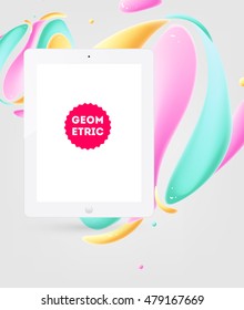 Abstract Vector Background with Liquid Bubbles. Circles Pattern with Tablet PC Icon for Business Presentations, Application Cover or Web Site Design.