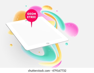 Abstract Vector Background with Liquid Bubbles. Circles Pattern with Tablet PC Icon for Business Presentations, Application Cover or Web Site Design.