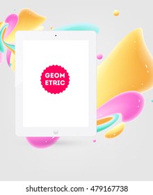 Abstract Vector Background with Liquid Bubbles. Circles Pattern with Tablet PC Icon for Business Presentations, Application Cover or Web Site Design.