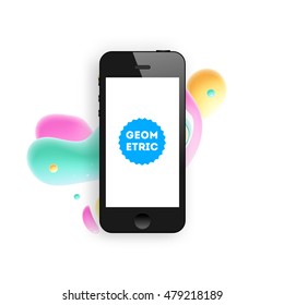 Abstract Vector Background with Liquid Bubbles. Circles Pattern with Mobile Phone Icon for Business Presentations, Application Cover or Web Site Design.