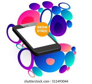 Abstract Vector Background with Liquid Bubbles. Circles Pattern with Mobile Phone Icon for Business Presentations, Application Cover or Web Site Design.