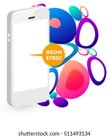 Abstract Vector Background with Liquid Bubbles. Circles Pattern with Mobile Phone Icon for Business Presentations, Application Cover or Web Site Design.