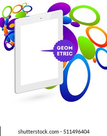 Abstract Vector Background with Liquid Bubbles. Circles Pattern with Tablet PC Icon for Business Presentations, Application Cover or Web Site Design.