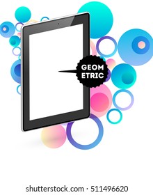 Abstract Vector Background with Liquid Bubbles. Circles Pattern with Tablet PC Icon for Business Presentations, Application Cover or Web Site Design.