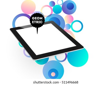 Abstract Vector Background with Liquid Bubbles. Circles Pattern with Tablet PC Icon for Business Presentations, Application Cover or Web Site Design.