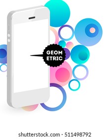 Abstract Vector Background with Liquid Bubbles. Circles Pattern with Mobile Phone Icon for Business Presentations, Application Cover or Web Site Design.