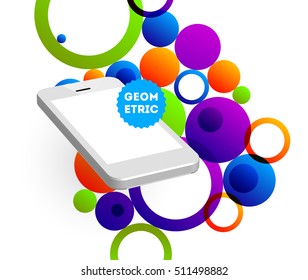 Abstract Vector Background with Liquid Bubbles. Circles Pattern with Mobile Phone Icon for Business Presentations, Application Cover or Web Site Design.