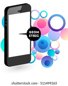 Abstract Vector Background with Liquid Bubbles. Circles Pattern with Mobile Phone Icon for Business Presentations, Application Cover or Web Site Design.