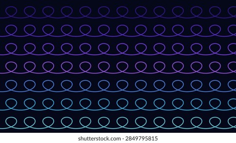 Abstract vector background of looping cycloid lines drifting across the frame in violet, blue and cyan on dark