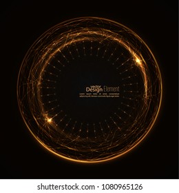 Abstract vector background with luminous swirling backdrop. Intersection curves. 