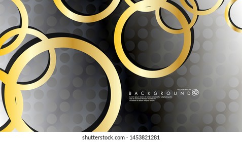 Abstract vector background with luxurious shiny gold circles pattern. Vector illustration for any background