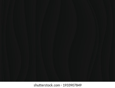 Abstract vector background. Luxury black cloth or liquid wave. Abstract or black fabric texture background. Cloth soft wave. Creases of satin, silk, and cotton.