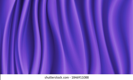 Abstract vector background luxury blue purple cloth or liquid wave. Abstract or purple fabric texture background. Cloth soft wave. Creases of purple satin, silk, and cotton.