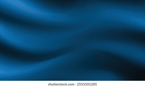 Vetor abstrato pano de fundo azul de luxo ou onda líquida ou dobras onduladas. Tecido de cetim de seda azul marinho como fundo. Material de veludo de cetim de seda elegante. Dobramentos macios ondulados. Fundo de luxo.