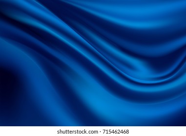 Fundo vetor abstrato pano azul de luxo ou onda líquida ou dobras onduladas de textura de seda grunge material de veludo de cetim, fundo luxuoso ou papel de parede elegante