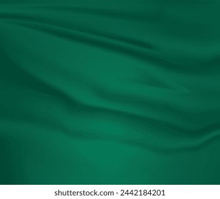 Abstract vector background luxury green cloth or liquid wave Abstract or green fabric texture background. Cloth soft wave. Creases of satin, silk, and cotton. Green 3D room. Background