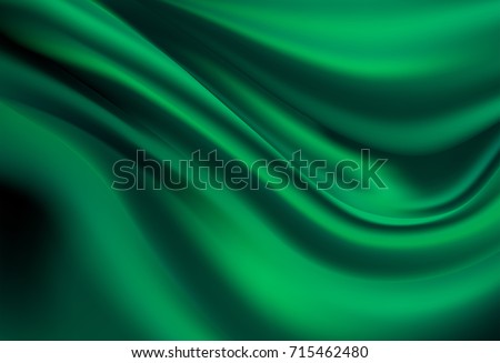 Abstract vector background luxury green cloth or liquid wave or wavy folds of grunge silk texture satin velvet material, luxurious background or elegant wallpaper