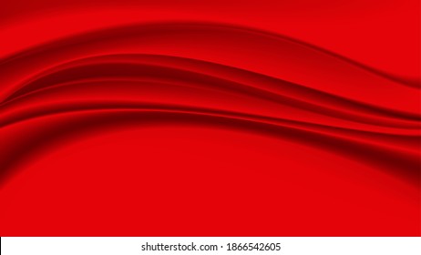 Abstract vector background luxury red cloth or liquid wave. Abstract   fabric texture for show product. Beautiful red abstract background.  Creases of satin, silk, and cotton and space for text.