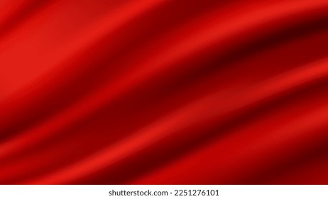 Abstract vector background luxury red silk fabric cloth or liquid wave or wavy folds of grunge silk. Red luxurious background for celebration, ceremony, event invitation card or advertising. Vector.