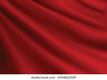 Abstract vector background luxury red cloth or liquid wave Abstract or red fabric texture background. Cloth soft wave. Creases of satin, silk, and cotton. Use for flag. illustration EPS 10.