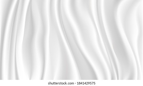 Resumen de fondo vectorial de lujo tela blanca o onda líquidaResumen o fondo de textura de tela blanca. Ola suave de tela. Asas de satén, seda y algodón.