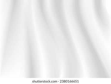Abstrakter Vektorhintergrund, luxuriöser weißer Stoff oder Flüssigkeitswelle Abstrakter oder weißer Stoffstrukturhintergrund. Bekleidung weiche Welle. Satin, Seide und Baumwolle. Verwenden für Flag. Abbildung EPS10.