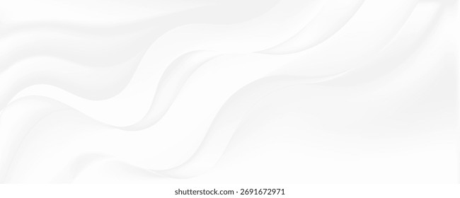 Abstractas fondo de Vector de lujo de seda blanca textura de satén material de terciopelo con espacio de copia. Textura de satén gris blanco con hermoso patrón de desenfoque suave natural. Cortina textil de tela. Vector Premium EPS10