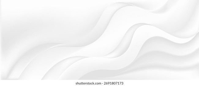 Abstractas fondo de Vector de lujo de seda blanca textura de satén material de terciopelo con espacio de copia. Textura de satén gris blanco con hermoso patrón de desenfoque suave natural. Cortina textil de tela. Vector Premium EPS10