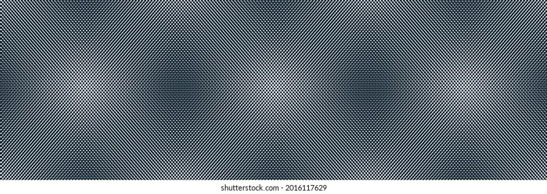 Resumen de fondo vectorial hecho con puntos Moire, efecto de op art punteado textura surrealista, tema de ondas de sonido y música, abstracción de rejilla en blanco y negro.