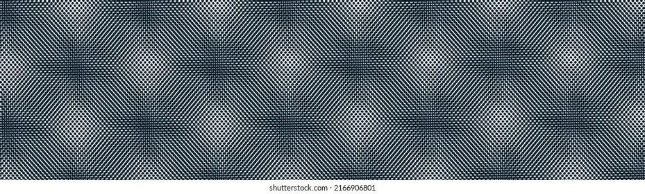 Abstract vector background made with dots Moire, dotted op art effect surreal texture, sound and music waves theme, black and white grid abstraction.