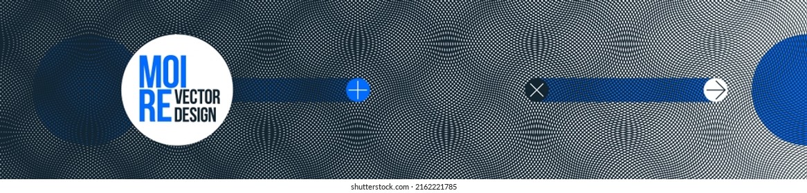 Abstract vector background made with linear Moire, op art effect surreal texture, sound and music waves theme, black and white grid abstraction.