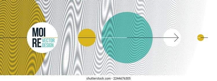 Abstract vector background made with linear Moire, op art effect surreal texture, sound and music waves theme, black and white grid abstraction.