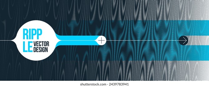 Abstract vector background made with linear Moire, op art effect surreal texture, sound and music waves theme, black and white grid abstraction.