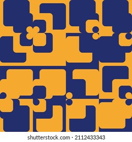 Abstract vector background made with simple geometric shapes. Mid century modern inspired colorful pattern for fabrics, wallpaper, poster design, invitations and business cards.