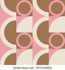 Abstract vector background made with simple geometric shapes. Mid century modern inspired seamless colorful pattern for fabrics, wallpaper, poster design, invitations and business cards.
