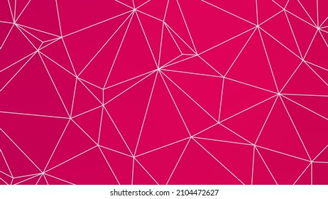 Abstract vector background. Magenta triangle gradient with white lines illustration for decoration, web design, network polygonal pattern