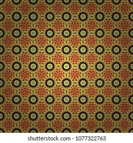 Abstract vector background with mandalas. Unique geometric bright swatch in orange, black and yellow colors. Creative decoration for wallpaper, clothes, textile. Vector illustration.
