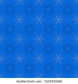 Abstract vector background with mandalas. Unique geometric bright swatch in white and blue colors. Vector illustration. Creative decoration for wallpaper, clothes, textile.