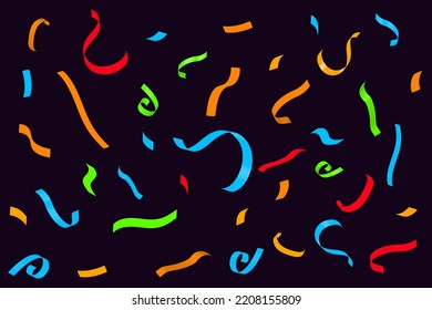 Abstract vector background with many falling tiny colorful confetti ribbon and  pieces. Carnival, Christmas or Happy New Year decoration colorful party pennants for birthday celebration or festival