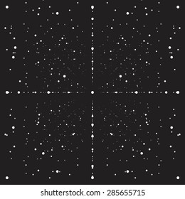 Abstract vector background. Matrix of glowing stars with illusion of depth and perspective. Abstract futuristic space background
