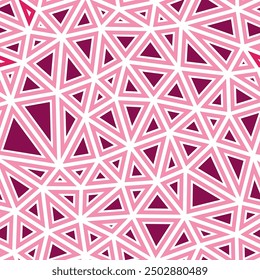 Abstract vector background. Medium triangles size. Solid shapes in frames. Single color tone style. Repeatable pattern. Classy vector tiles. Rose Petal Palette.