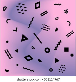 Abstract vector background, memphis 1980 style, colorful pink and purple, simple pattern, vector eps 10