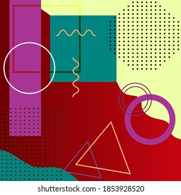Abstrakter Vektorhintergrund im Memphis-Stil. Gestaltung von Abdeckungen und Plakaten. EPS10.