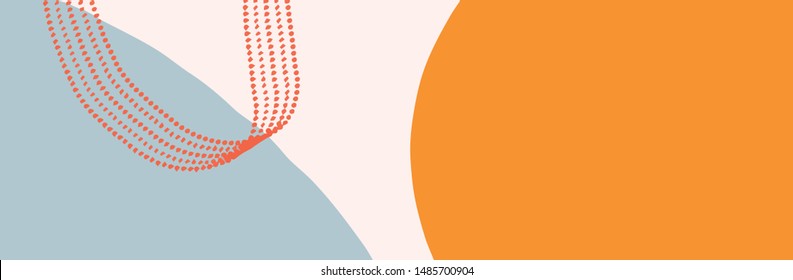 Abstract vector background. Minimalist banner with geometric shapes and lines. Colorful abstraction with orange and blue colors