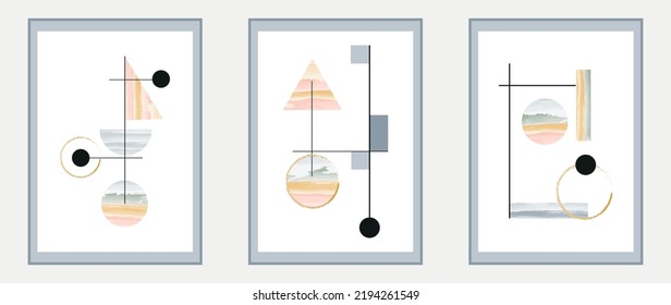 Abstract vector background. Modern artistic wallpaper. Geometric figures. Gold style and marble design. Good for home decor, wall art, poster, invitation and cover.