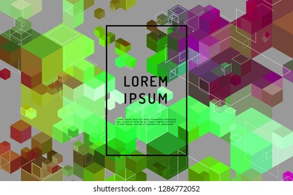 Abstract vector background. Modern composition with cube and lines shape and place for text or message